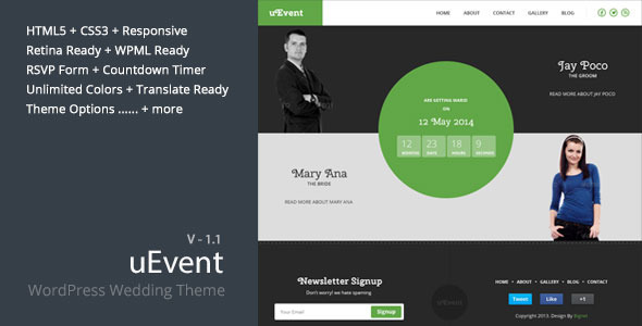 uEvent - Responsive Hochzeit WordPress Template