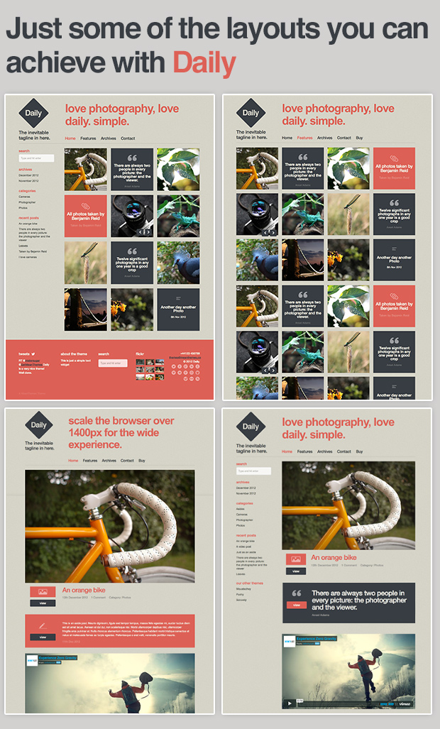 Nur einige der Layouts, die Sie mit Daily erreichen können