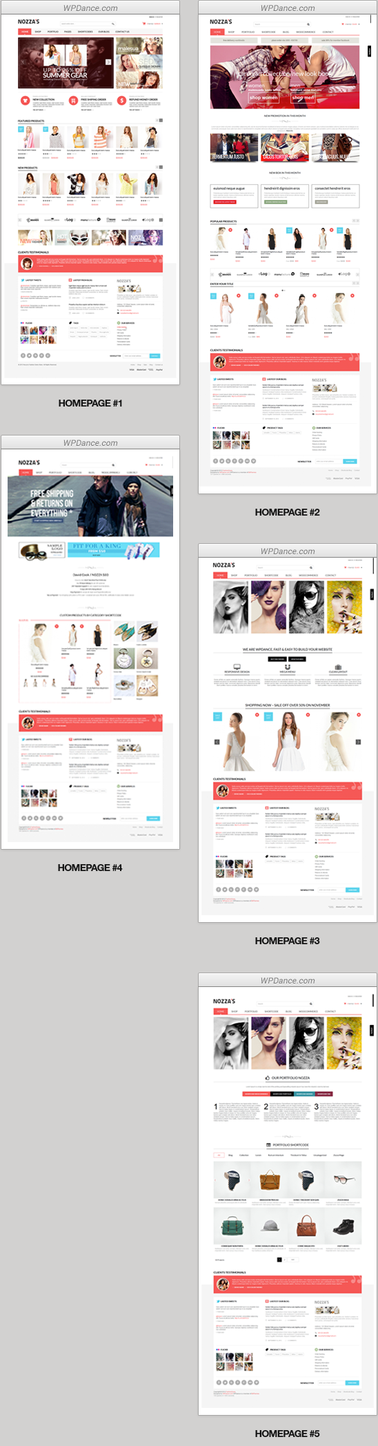 Vordefinierte Seitenlayouts (inklusive 5 Homepage