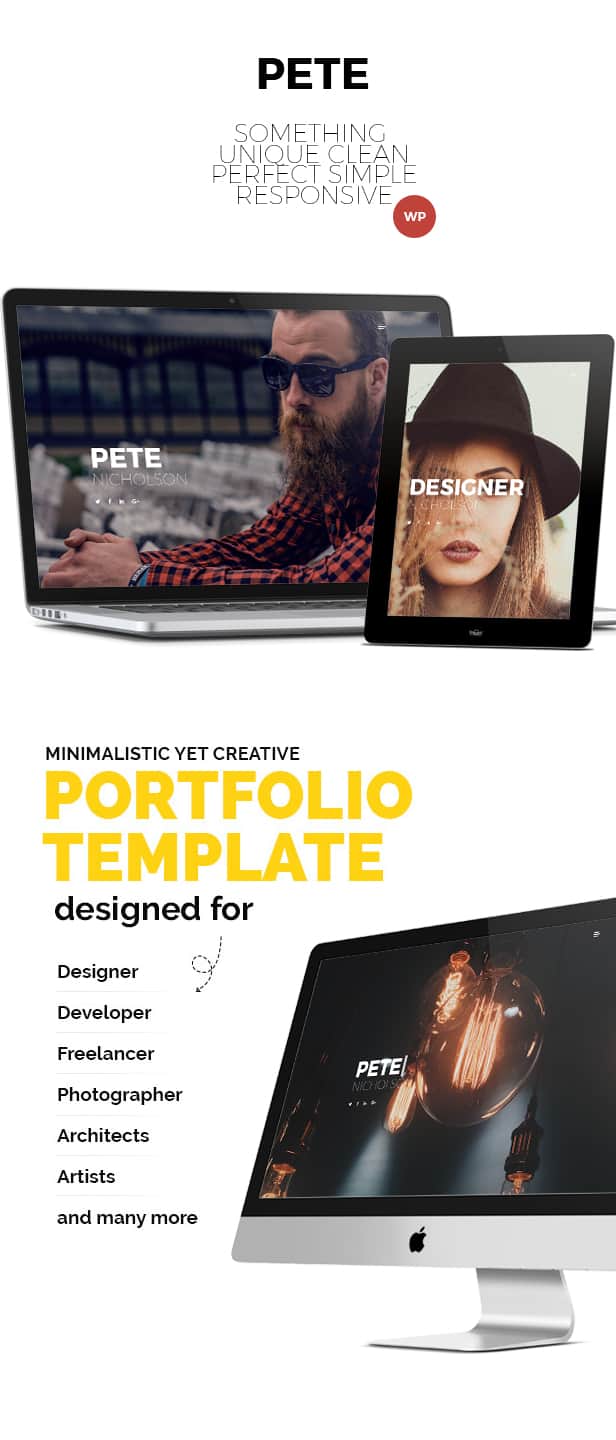 Pete Persona Portfolio WordPress-Vorlage