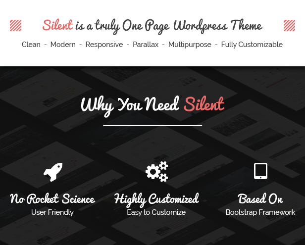 Silent - One Page Mehrzweck-WordPress-Layout