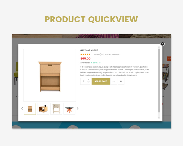 Responsive Furniture WooCommerce WordPress Template Schnellansicht