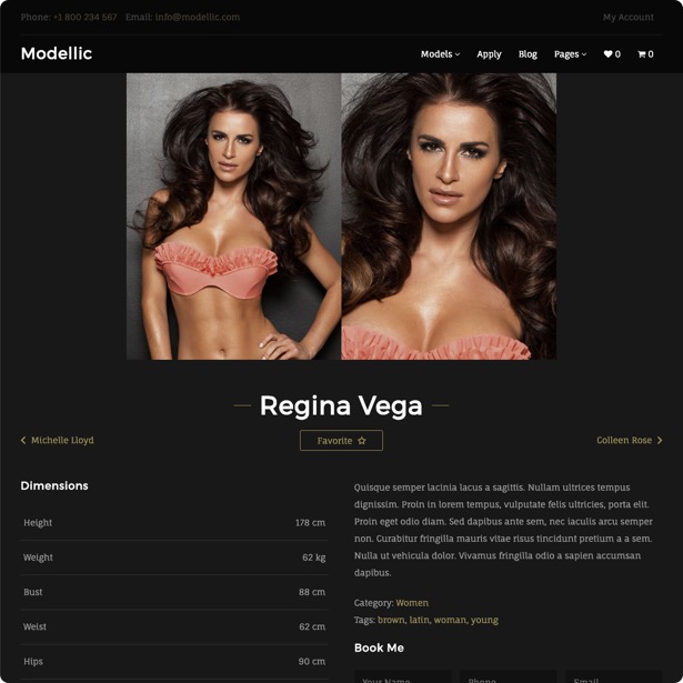 Modellic. Modelagentur WordPress Vorlage