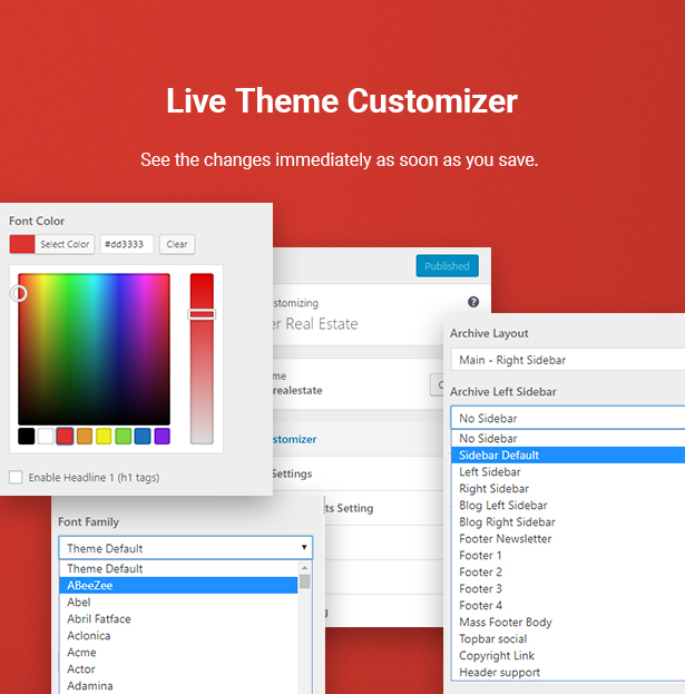 Live Time Customizer im HouseSang WordPress Theme für einzelne Objekte