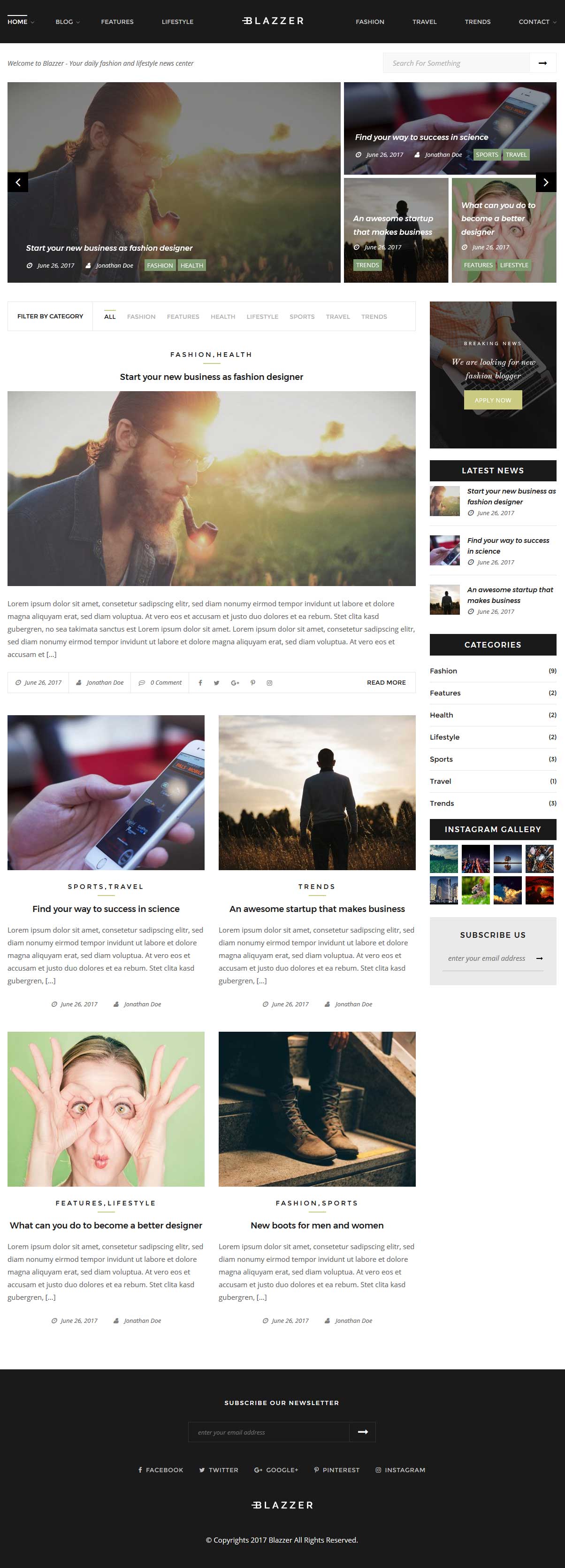 Blazzer - Persönliches / Mode Blog WordPress Theme