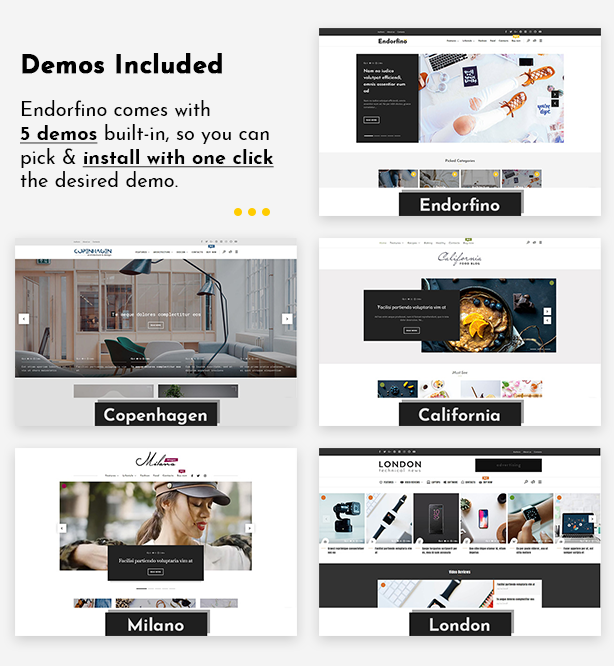 Endorfino WordPress Theme - Demo-Inhalt