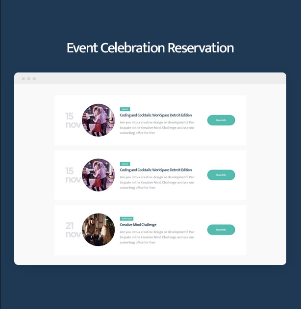 Coworkshop Coworking Space WordPress Theme mit Reservierung von Events