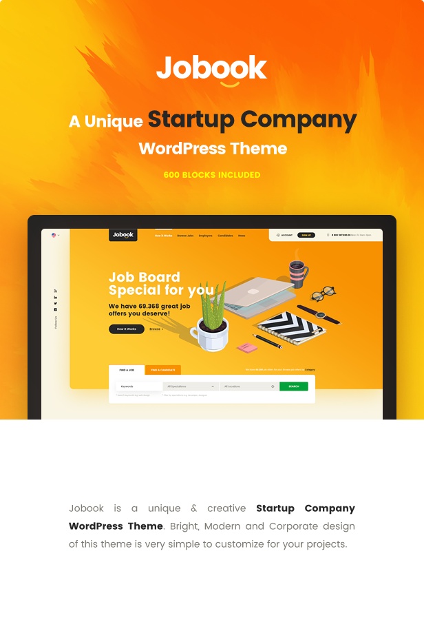 Jobook - Startup-Unternehmen WordPress Theme - 1