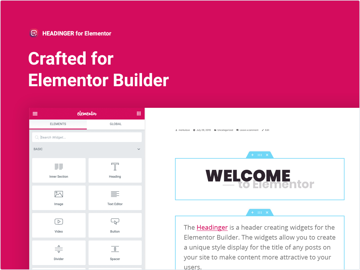 Headinger-Widgets für Elementor Builder