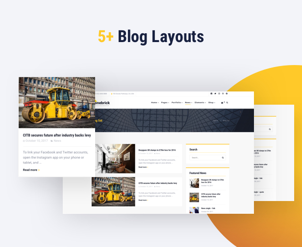 Building Company WordPress Theme - 5+ Blog-Layouts