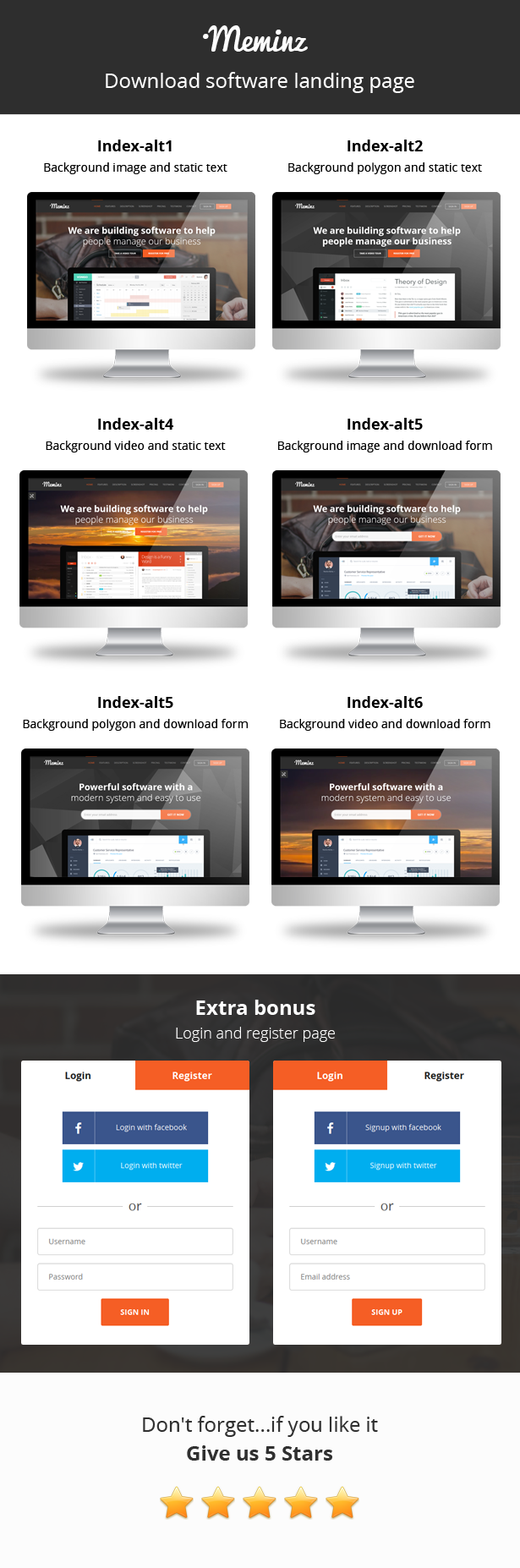 Meminz - Software Landing Page Theme herunterladen - 1