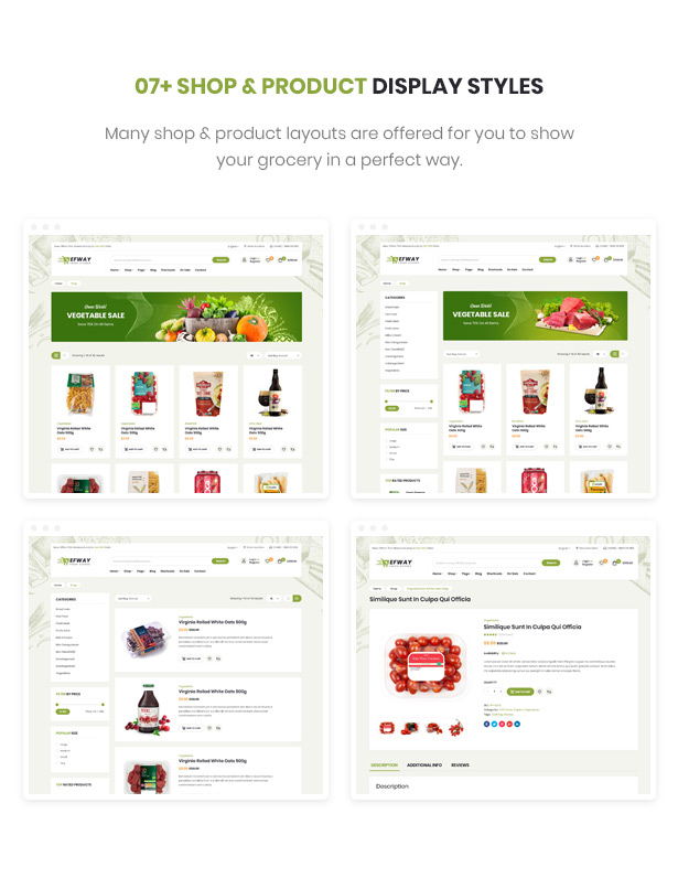 Efway Food E-Commerce WordPress Theme Shop Seiten