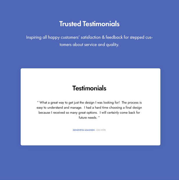 Jenik Gutenberg Fashion WooCommerce Theme - Testimonials Showcase