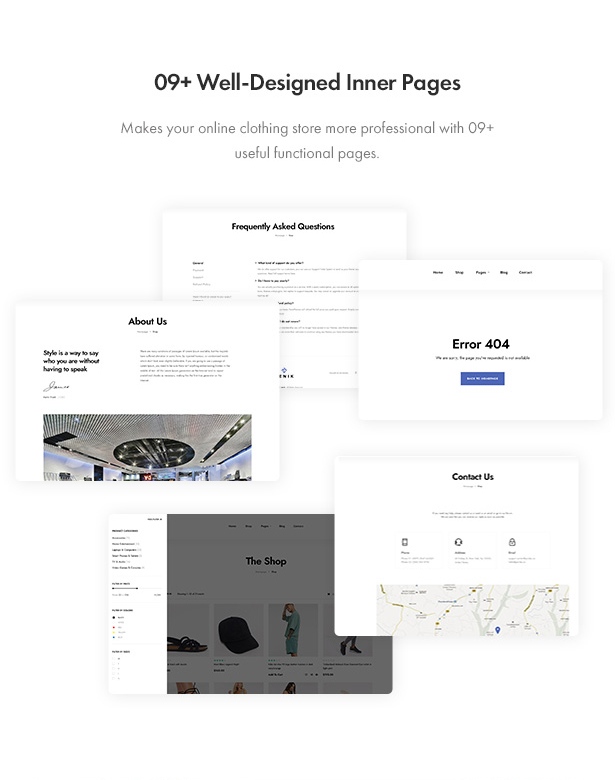 Jenik Gutenberg Fashion WooCommerce Theme - Inner pages