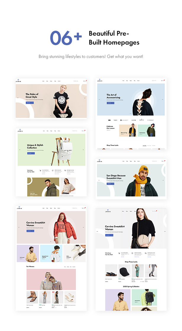 Jenik Gutenberg Fashion WooCommerce Theme - Homepages