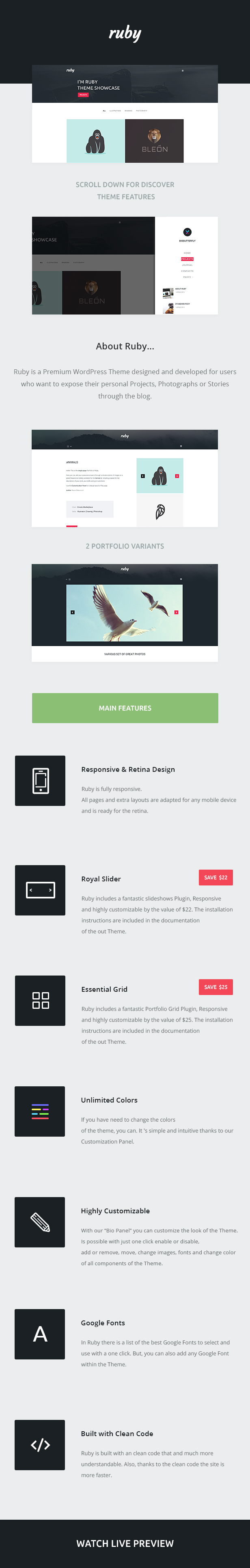 Ruby - Portfolio und Blog WordPress Theme - 4