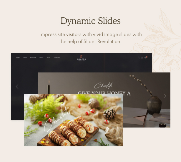 Xocora - Food Bakery WooCommerce WordPress Theme - Dynamische Folien