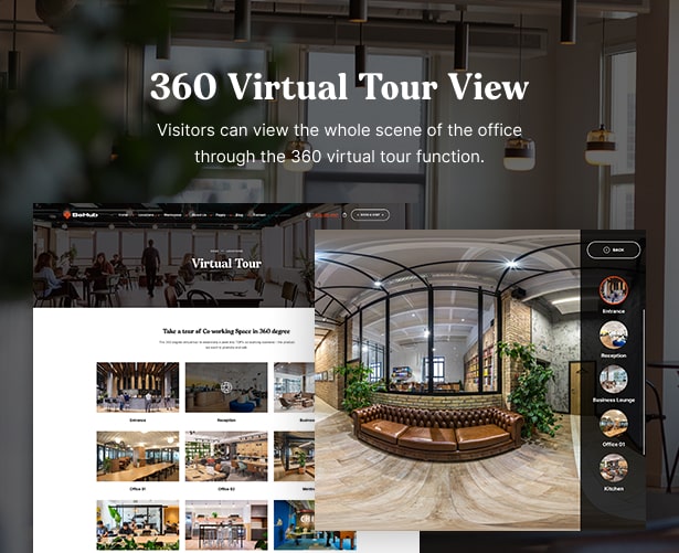 BeHub – Coworking Space WordPress Theme 360 ​​Virtual Tour View