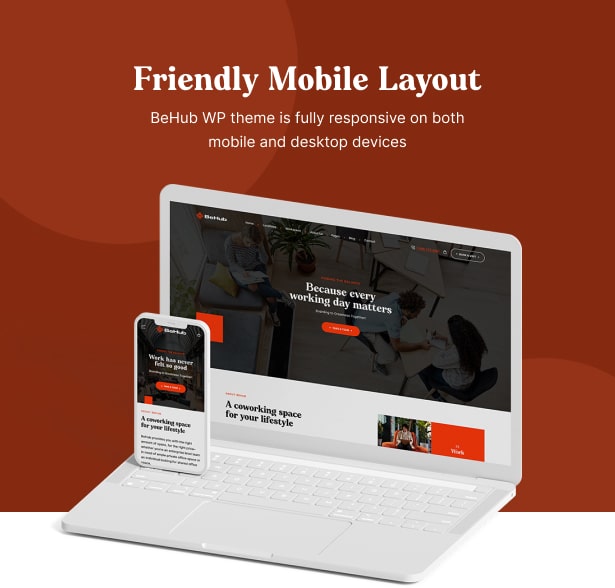 BeHub - Coworking Space WordPress Theme responsiv für Mobilgeräte