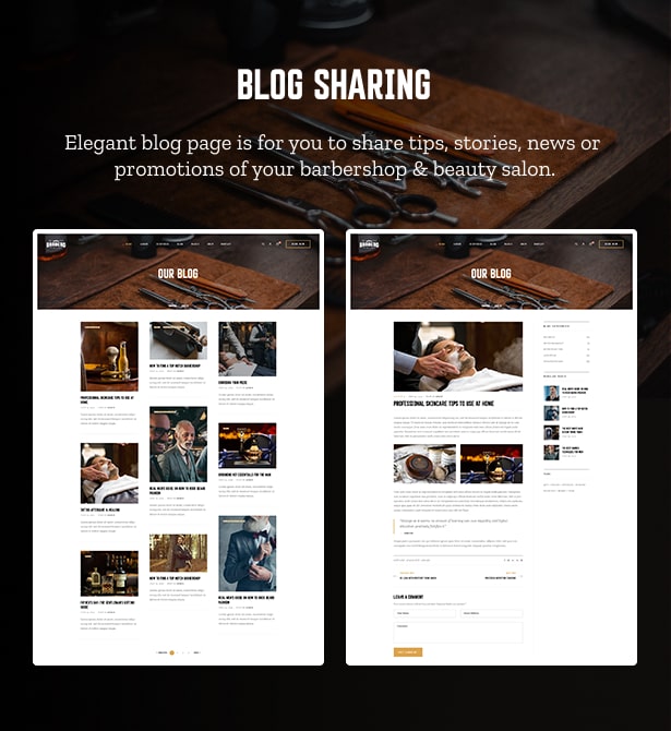 Barbero - Friseursalon & Barbershop WordPress Theme - Exquisites Blog-Sharing