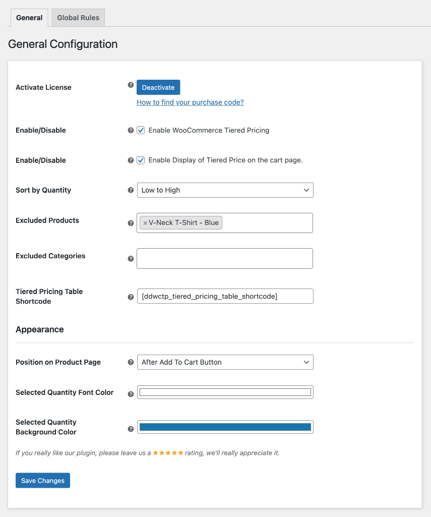 Allgemeine Konfigurationsseite für gestaffelte WooCommerce-Preise