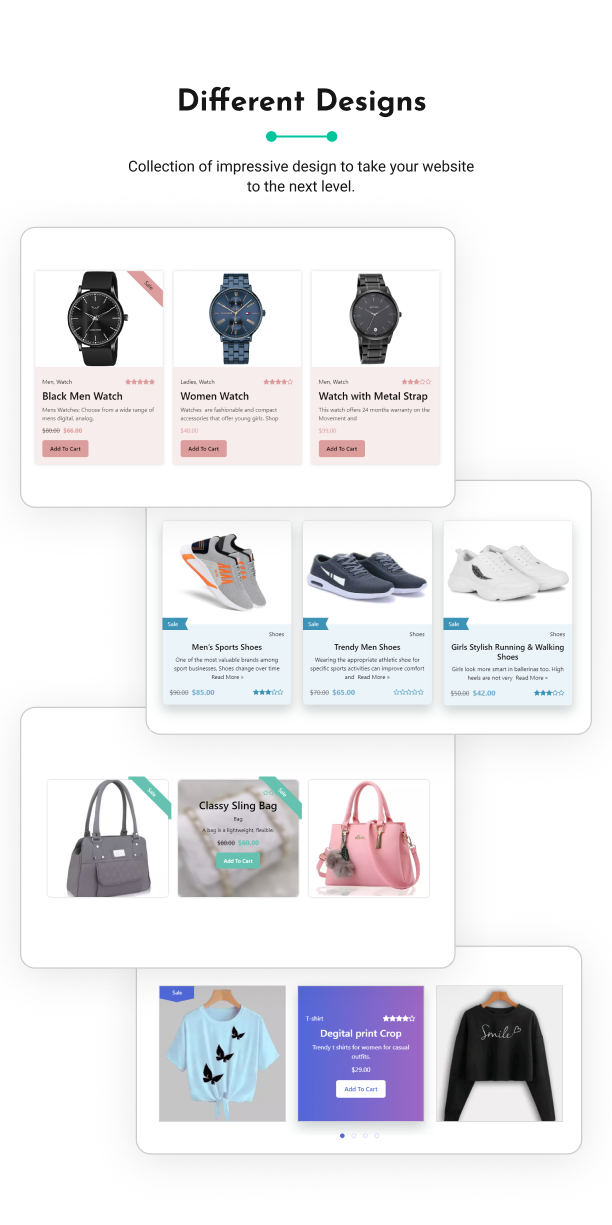 Verschiedene Designs – Erweiterter Produktkatalog für WooCommerce