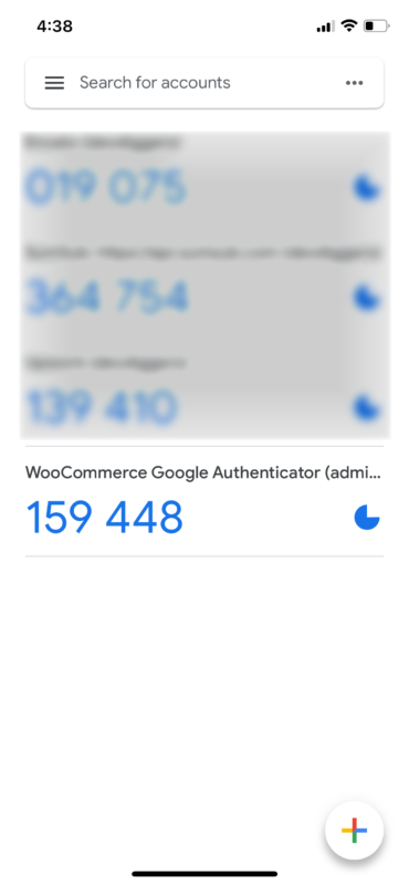WooCommerce Google Authenticator-App-Seite