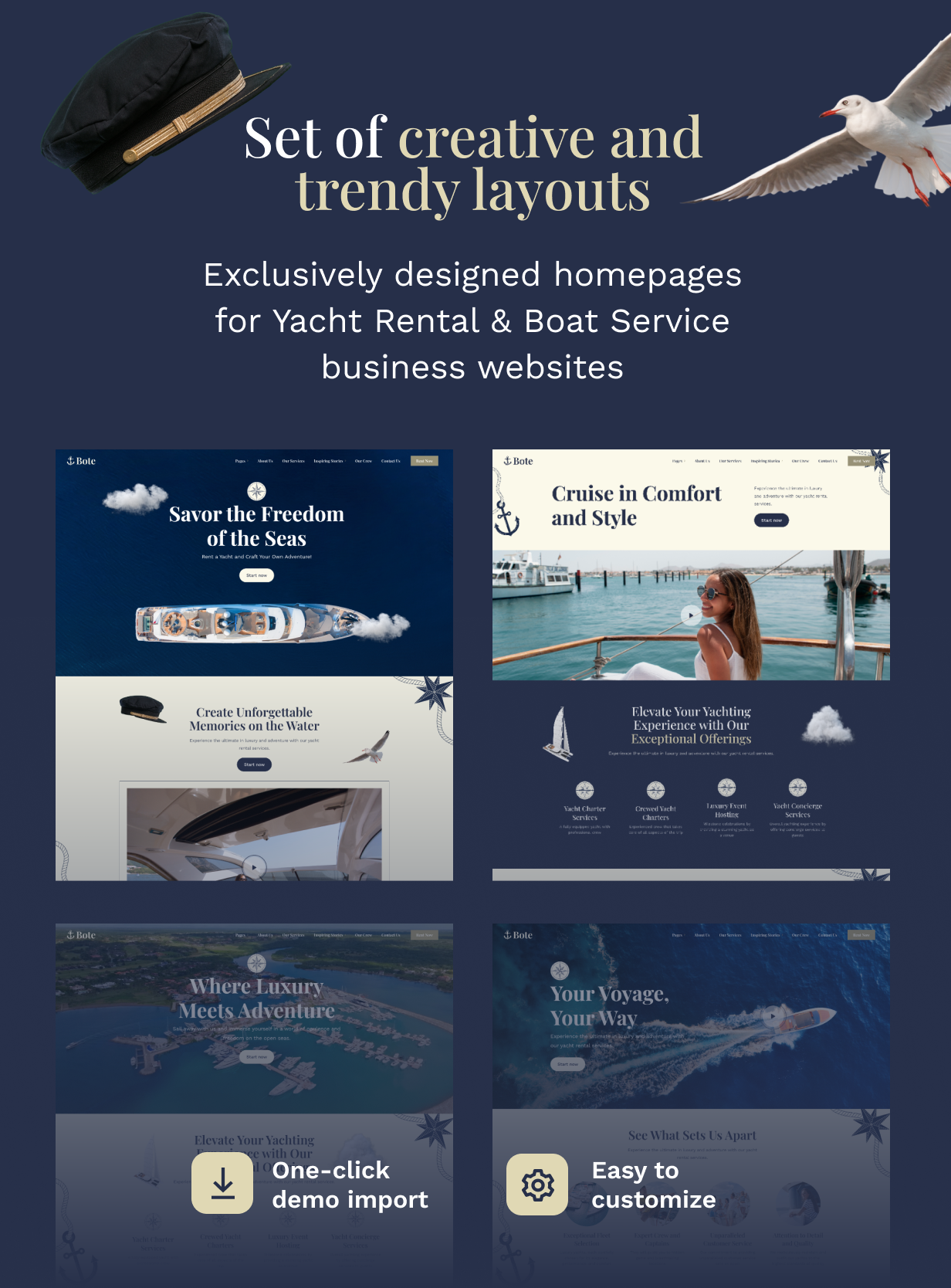 Bote – WordPress-Theme für Yachtvermietung und Bootsservice