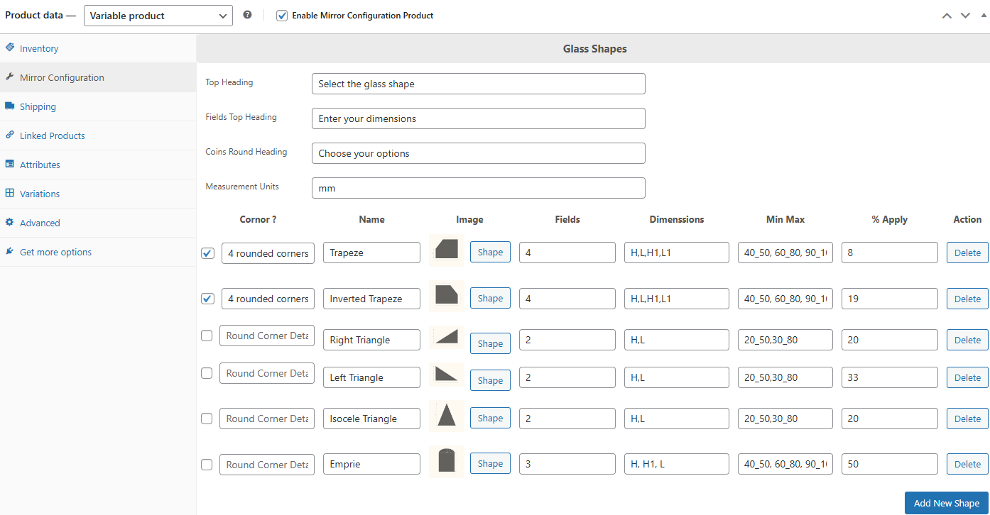 WooCommerce Mirror-Produktkonfigurator