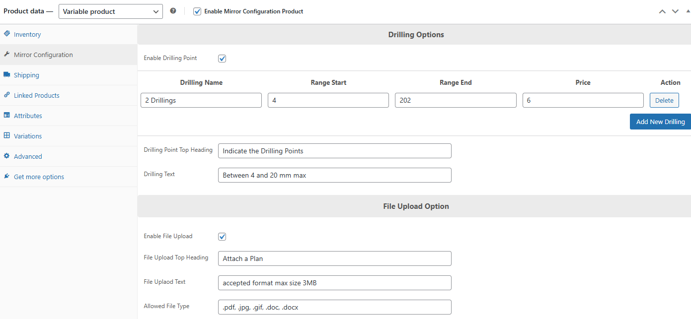 WooCommerce Mirror-Produktkonfigurator